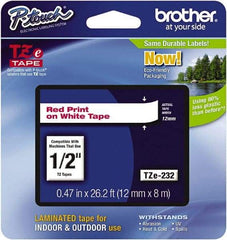 Brother - 1/2" Wide x 314.4" Long, White Plastic/Paper Tape Cassette - For Label Maker - Best Tool & Supply