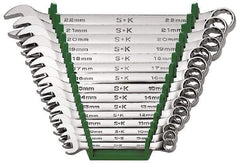 SK - 15 Piece, 1/4 to 1", Combination Wrench Set - Inch System of Measurement, Chrome Finish, Comes in Rack - Best Tool & Supply