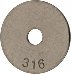 Value Collection - #10 Screw, Grade 316 Stainless Steel Fender Flat Washer - 13/64" ID x 1" OD, 0.04" Thick, Plain Finish - Best Tool & Supply