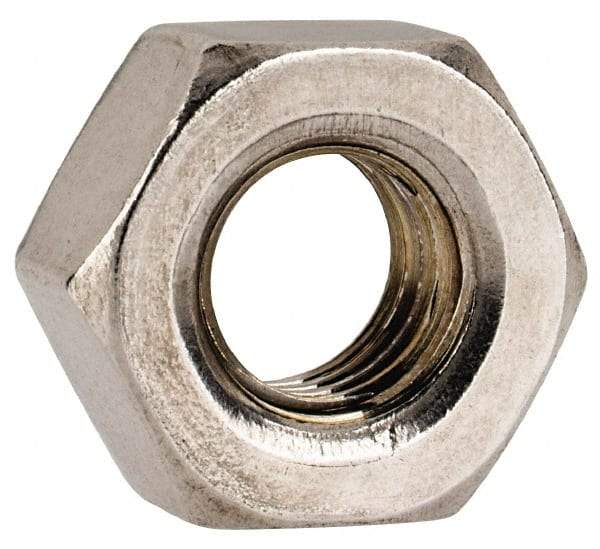 Value Collection - 1/4-28 UNF Stainless Steel Right Hand Hex Nut - 7/16" Across Flats, 3/16" High, Uncoated - Best Tool & Supply