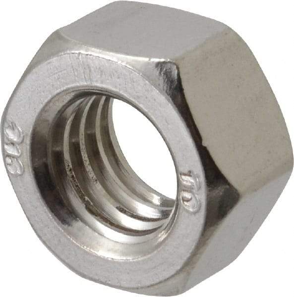 Value Collection - 7/16-14 UNC Stainless Steel Right Hand Hex Nut - 11/16" Across Flats, 3/8" High, Uncoated - Best Tool & Supply