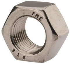 Value Collection - 1/2-20 UNF Stainless Steel Right Hand Hex Nut - 3/4" Across Flats, 7/16" High, Uncoated - Best Tool & Supply