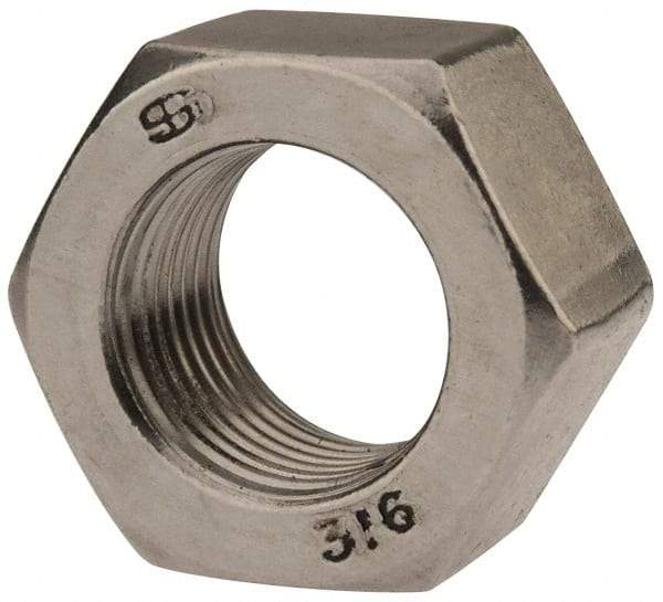 Value Collection - 5/8-18 UNF Stainless Steel Right Hand Hex Nut - 15/16" Across Flats, 35/64" High, Uncoated - Best Tool & Supply