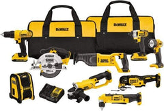 DeWALT - 20 Volt Cordless Tool Combination Kit - Includes 1/2" Compact Drill/Driver, 1/4" Impact Driver, Cut-off Tool/Grinder, Reciprocating Saw, 6-1/2 Circular Saw, LED Worklight & Bluetooth Speaker, Lithium-Ion Battery Included - Best Tool & Supply