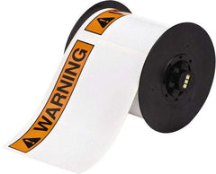 Brady - 6" Wide x 6" Long, Orange & Black on White Vinyl Tape - For BBP30 Label Printer, BBP33 Label Printer, BBP35 Multicolor Sign & Label Printer, BBP37 Color & Cut Sign & Label Printer, BradyPrinter S3100, BBP31 Sign & Label Printer - Best Tool & Supply