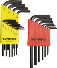 Bondhus - 17 Piece L-Key Hex Key Set - Hex Range 1/16 to 1/4", Protanium High Torque Steel - Best Tool & Supply