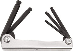 Bondhus - 5 Piece Fold-Up Ball End Hex Key Set - Hex Range 3/16 to 3/8", Protanium High Torque Steel - Best Tool & Supply