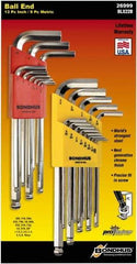 Bondhus - 22 Piece L-Key Ball End Hex Key Set - Hex Range 0.05 to 3/8", Protanium High Torque Steel - Best Tool & Supply