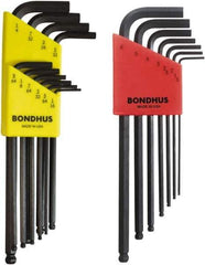 Bondhus - 17 Piece L-Key Ball End Hex Key Set - Hex Range 1/16 to 1/4", Protanium High Torque Steel - Best Tool & Supply