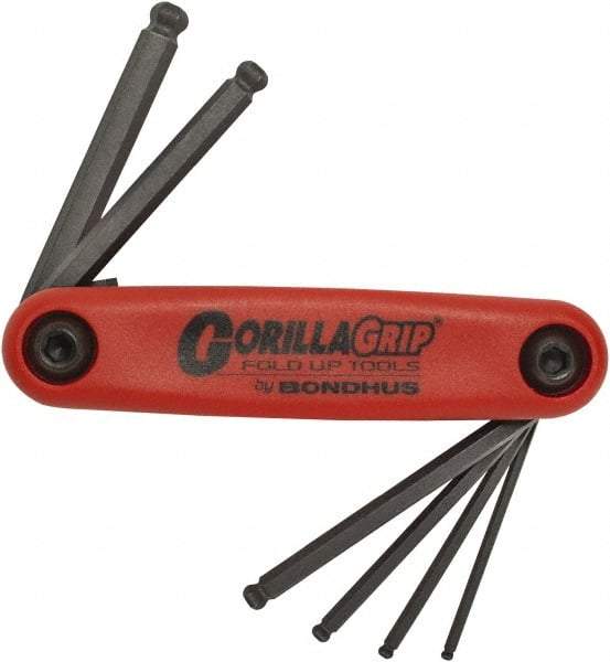 Bondhus - 6 Piece Fold-Up Hex Key Set - Hex Range 2 to 6mm, Protanium High Torque Steel - Best Tool & Supply