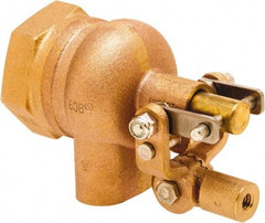 Control Devices - 1" Pipe, Brass, Angle Pattern-Single Seat, Mechanical Float Valve - 115 psi, FIP End Connections - Best Tool & Supply