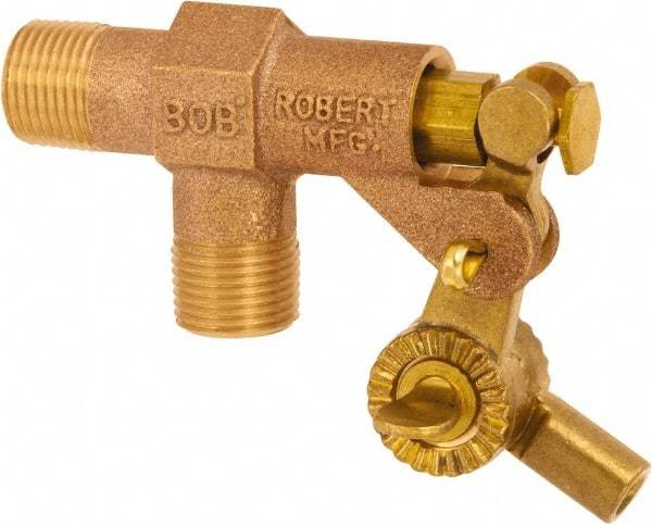 Control Devices - 3/4" Pipe, Brass, Angle Pattern-Single Seat, Mechanical Float Valve - 100 psi, MIP End Connections - Best Tool & Supply