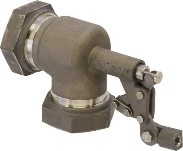 Control Devices - 1-1/2" Pipe, Stainless Steel, Angle Pattern-Single Seat, Mechanical Float Valve - 100 psi, FIP End Connections - Best Tool & Supply