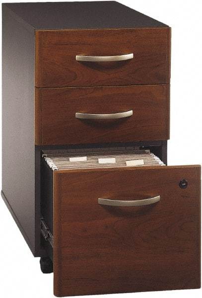 Bush Business Furniture - 15-3/4" Wide x 27.88" High x 20-1/4" Deep, 3 Drawer Pedestal - Laminate Over Wood, Hansen Cherry & Galaxy - Best Tool & Supply