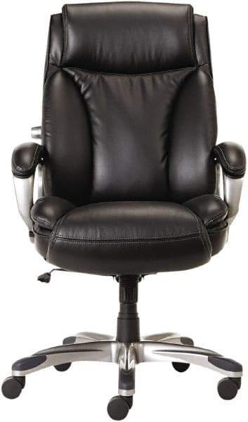 ALERA - 44-1/8 to 47" High Executive High Back Leather Chair - 27" Wide x 30-3/8" Deep, Leather Seat, Black - Best Tool & Supply