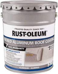 Rust-Oleum - 5 Gal Pail Aluminum Fibered Aluminum Roof Coating - 50 Sq Ft/Gal Coverage, 459 g/L VOC Content, Mildew Resistant, Long Term Durability & Weather Resistance - Best Tool & Supply