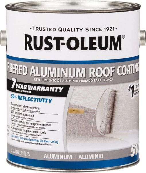 Rust-Oleum - 1 Gal Can Aluminum Fibered Aluminum Roof Coating - 50 Sq Ft/Gal Coverage, 459 g/L VOC Content, Mildew Resistant, Long Term Durability & Weather Resistance - Best Tool & Supply