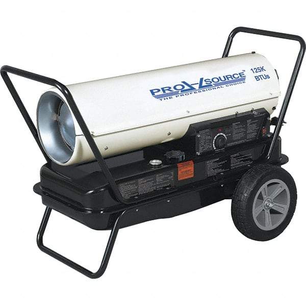 PRO-SOURCE - 10 to 125,000 BTU Rating, Multi-Fuel Forced Air Heater - 3,000 Sq Ft Max Heating Area, 10 Gal Capacity, Fuel with Kerosene, #1 Diesel & Jet A Fuel - Best Tool & Supply