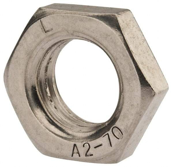 Value Collection - M18x2.50 Metric Coarse Stainless Steel Right Hand Hex Jam Nut - 27mm Across Flats, 9mm High, Uncoated - Best Tool & Supply