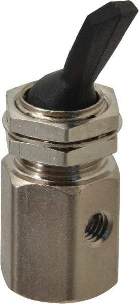 Specialty Mfr - 10-32 Non Exhaust Toggle Valve - 0.1 CV Rate, 150 Max psi, Detented Actuator - Best Tool & Supply