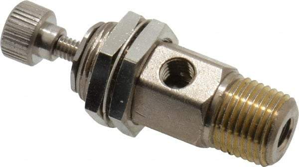 Specialty Mfr - 1/8" M x 10-32 F Mini Needle Valve - 0.1 CV Rate, 150 Max psi, 5-Turn Adjustment - Standard - Best Tool & Supply