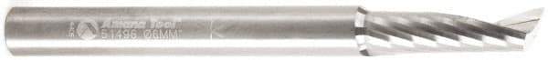 Amana Tool - 6mm Cutting Diam x 0.787" Length of Cut, 1 Flute, Upcut Spiral Router Bit - Uncoated, Right Hand Cut, Solid Carbide, 2-33/64" OAL x 1/8" Shank Diam, 20° Helix Angle - Best Tool & Supply