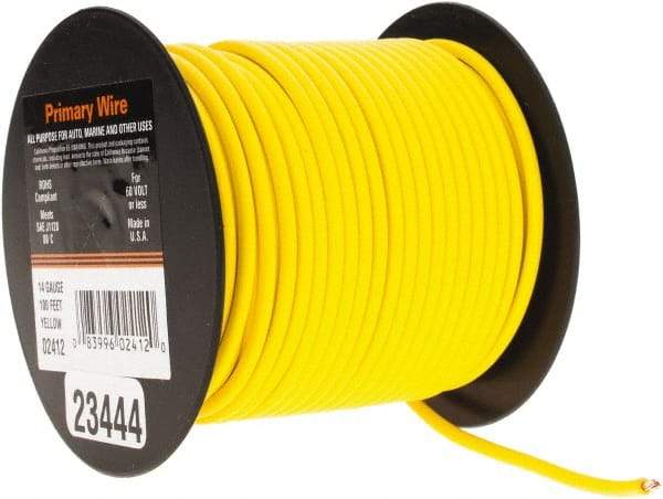 EastPenn - 14 AWG Automotive Plastic Insulated, Single Conductor Wire - 100' Long, Yellow - Best Tool & Supply