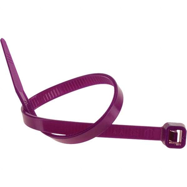 Value Collection - 8" Long Purple Nylon Standard Cable Tie - 50 Lb Tensile Strength, 54mm Max Bundle Diam - Best Tool & Supply