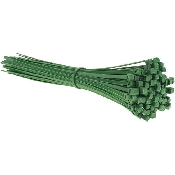 Value Collection - 11.9" Long Green Nylon Standard Cable Tie - 50 Lb Tensile Strength, 84mm Max Bundle Diam - Best Tool & Supply