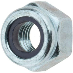 Value Collection - 1/4-28 UNF Grade 2 Hex Lock Nut with Nylon Insert - 7/16" Width Across Flats, 19/64" High, Zinc-Plated Finish - Best Tool & Supply