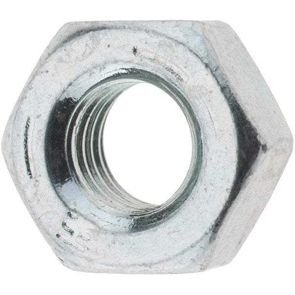 Value Collection - 1/4-28 UN Steel Right Hand Hex Nut - 7/16" Across Flats, 7/32" High, Zinc Clear Finish - Best Tool & Supply