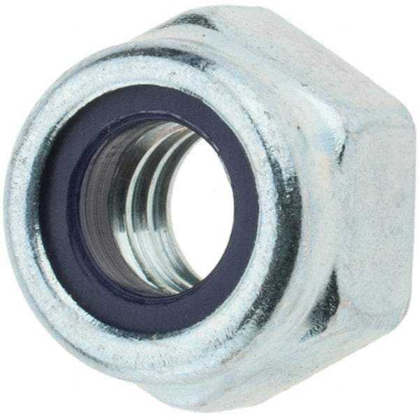 Value Collection - 1/4-20 UNC Grade 2 Hex Lock Nut with Nylon Insert - 7/16" Width Across Flats, 19/64" High, Zinc-Plated Finish - Best Tool & Supply