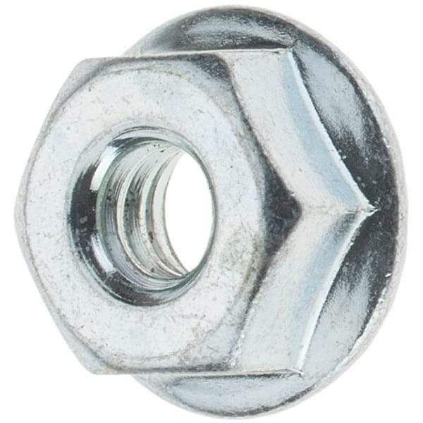 Value Collection - #10-24, 1/2" Flange Diam, Serrated Flange Nut - Grade Grade 2 Steel, Zinc-Plated Finish, 7/32" Flange Height - Best Tool & Supply