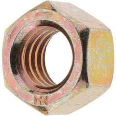 Value Collection - 3/8-16 UNC Steel Right Hand Hex Nut - 9/16" Across Flats, 21/64" High, Zinc Yellow Dichromate Finish - Best Tool & Supply