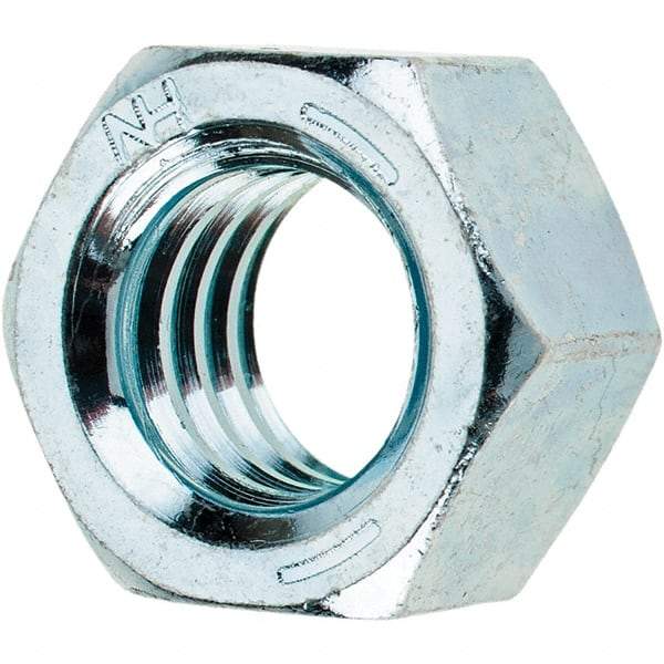 Value Collection - 3/8-16 UNC Steel Right Hand Hex Nut - 9/16" Across Flats, 21/64" High, Zinc Clear Finish - Best Tool & Supply