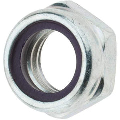 Value Collection - 7/16-14 UNC Grade 2 Hex Jam Lock Nut with Nylon Insert - 11/16" Width Across Flats, 21/64" High, Zinc-Plated Finish - Best Tool & Supply