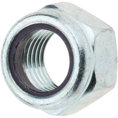 Value Collection - 7/16-20 UNF Grade 2 Hex Lock Nut with Nylon Insert - 11/16" Width Across Flats, 15/32" High, Zinc-Plated Finish - Best Tool & Supply