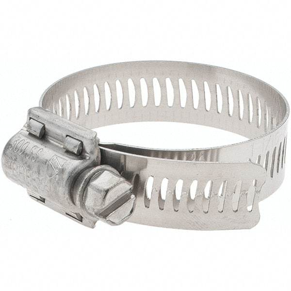 Made in USA - SAE Size 24, 1-1/16 to 2" Diam, Stainless Steel Worm Drive Clamp - 1/2" Wide, Series SAE J1508 Type F - Best Tool & Supply