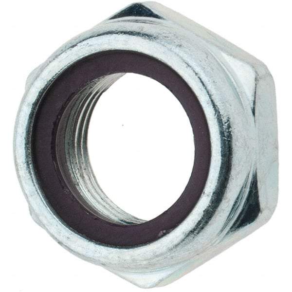 Value Collection - 5/8-18 UNF Grade 2 Hex Jam Lock Nut with Nylon Insert - 15/16" Width Across Flats, 13/32" High, Zinc-Plated Finish - Best Tool & Supply