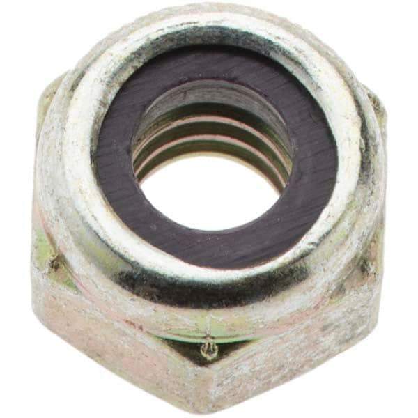 Value Collection - 1/4-20 UNC Grade 8 Hex Lock Nut with Nylon Insert - 7/16" Width Across Flats, 5/16" High, Zinc Yellow Dichromate Finish - Best Tool & Supply