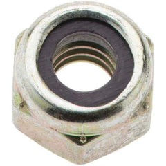 Value Collection - 1/4-20 UNC Grade 8 Hex Lock Nut with Nylon Insert - 7/16" Width Across Flats, 5/16" High, Zinc Yellow Dichromate Finish - Best Tool & Supply