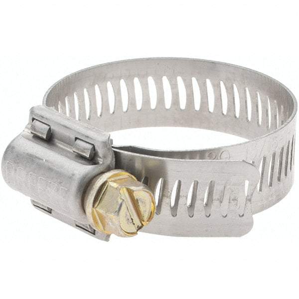 Made in USA - SAE Size 20, 13/16 to 1-3/4" Diam, Stainless Steel Worm Drive Clamp - Best Tool & Supply