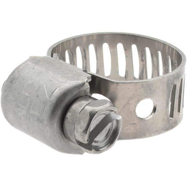 Made in USA - SAE Size 4, 5/8 to 7/32" Diam, Stainless Steel Worm Drive Clamp - 1/2" Wide, Series SAE J1508 Type M - Best Tool & Supply