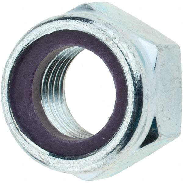 Value Collection - M20x2.50 Metric Coarse Grade 8 Hex Lock Nut with Nylon Insert - 20mm High, Zinc-Plated Finish - Best Tool & Supply