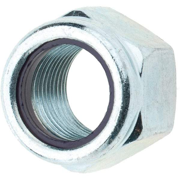 Value Collection - 3/4-16 UNF Grade B Hex Lock Nut with Nylon Insert - 1-1/16" Width Across Flats, 7/8" High, Zinc-Plated Finish - Best Tool & Supply