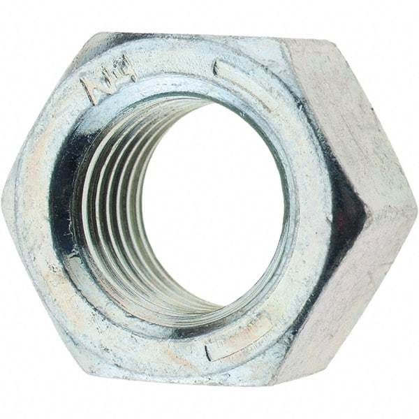 Value Collection - 3/8-24 UN Steel Right Hand Hex Nut - 9/16" Across Flats, 21/64" High, Zinc Clear Finish - Best Tool & Supply