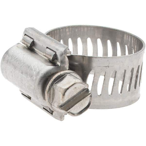 Made in USA - SAE Size 6, 7/16 to 25/32" Diam, Stainless Steel Worm Drive Clamp - 1/2" Wide, Series SAE J1508 Type F - Best Tool & Supply