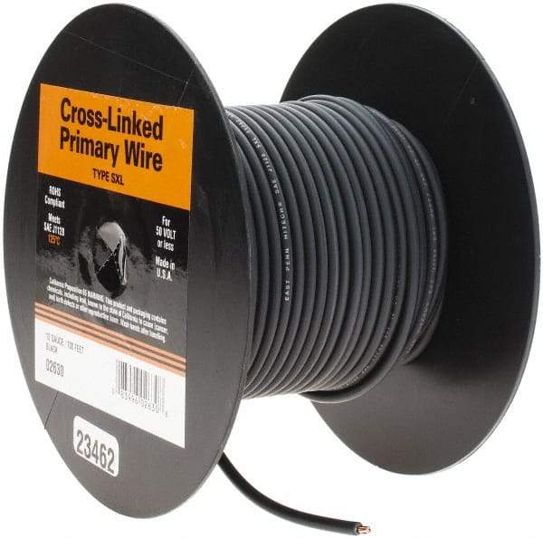 EastPenn - 12 AWG Automotive Cross-Linked Polyethylene Wire - 100' Long, Black - Best Tool & Supply