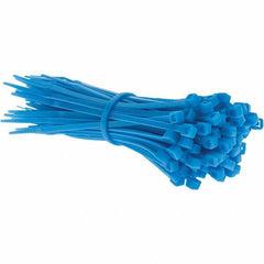 Value Collection - 4" Long Blue Nylon Standard Cable Tie - 18 Lb Tensile Strength, 21mm Max Bundle Diam - Best Tool & Supply