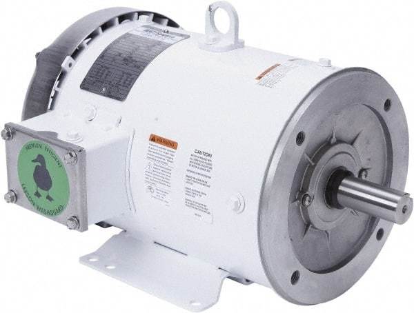 Leeson - 5 Max hp, 1,800 Max RPM, Premium Efficient Electric AC DC Motor - 230/460 V Input, Three Phase, 184TC Frame, C-Face with Base Mount, TEFC Enclosure - Best Tool & Supply